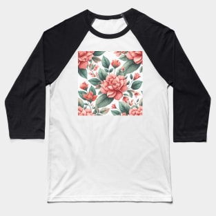 Peach Spring Flowers Baseball T-Shirt